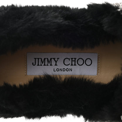 Jimmy Choo Faux Fur Crystal Krista Flats 38.5 Black 7 of 8