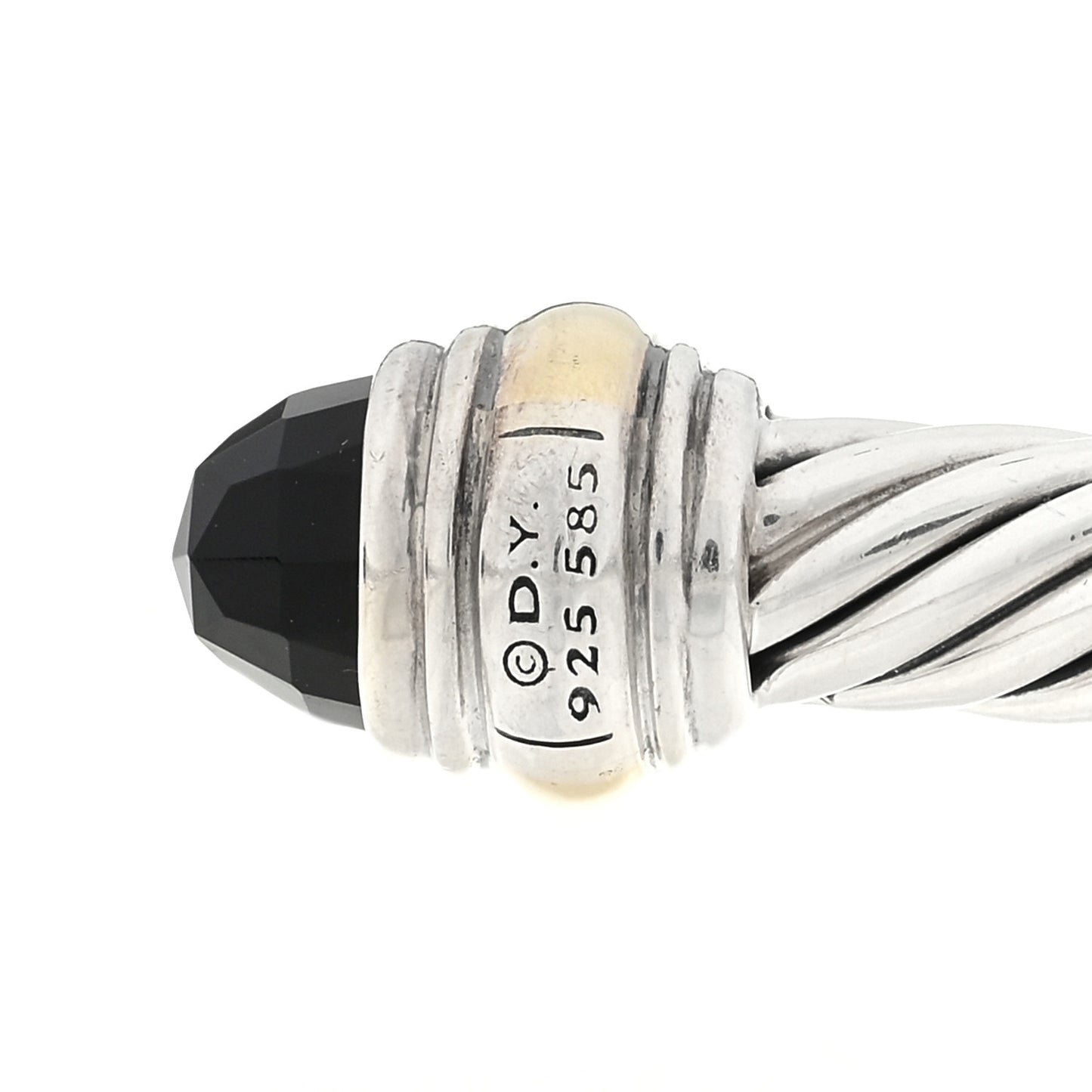 Sterling Silver 14K Yellow Gold Black Onyx 5mm Cable Classics Petite Color Bracelet