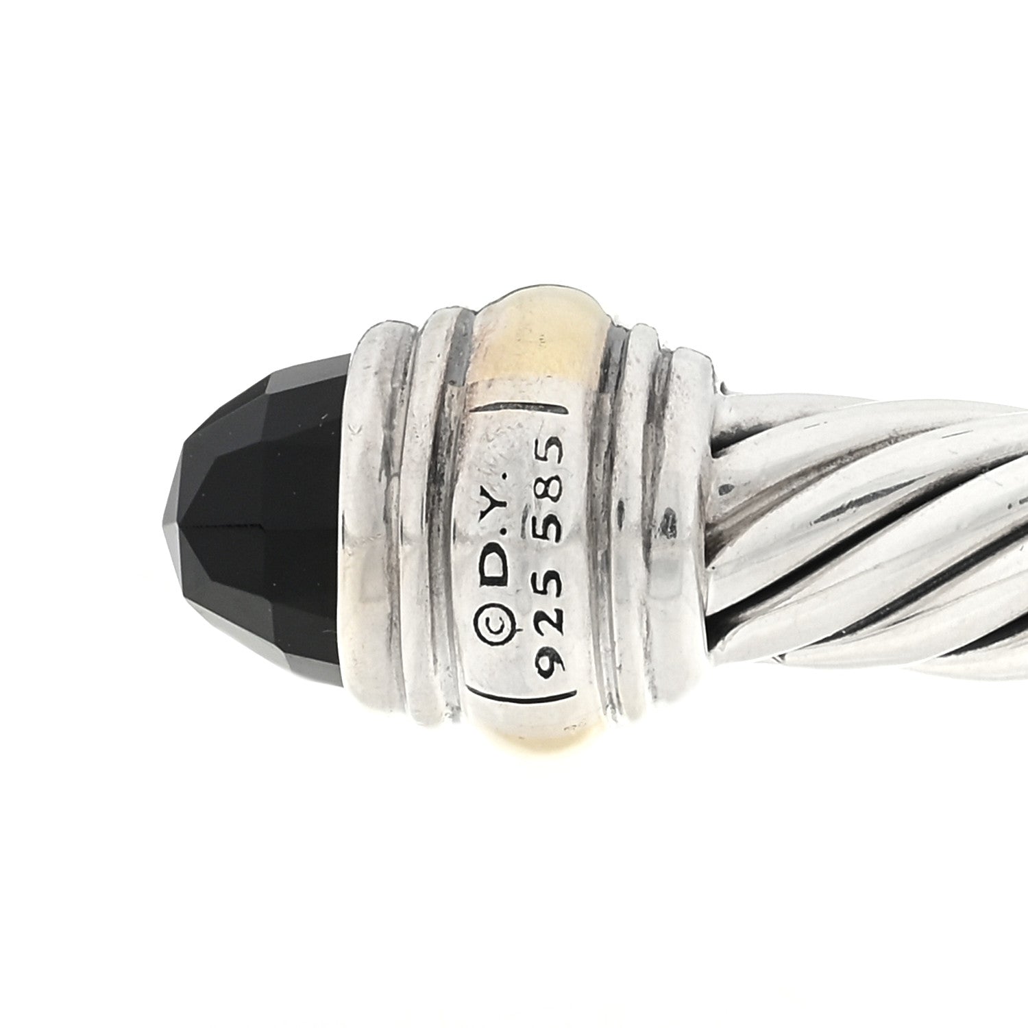 David Yurman Sterling Silver 14K Yellow Gold Black Onyx 5mm Cable Classics Petite Color Bracelet 3 of 3