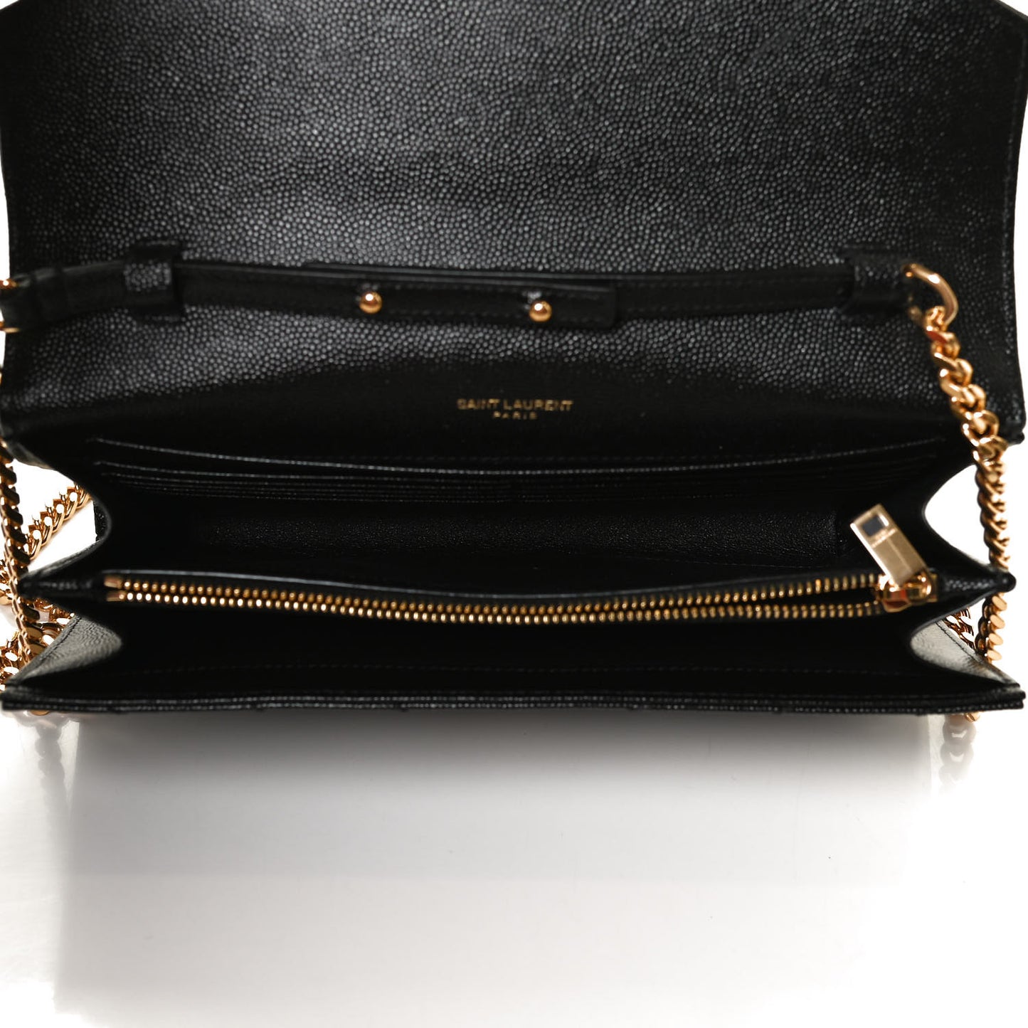 Grain De Poudre Matelasse Chevron Monogram Chain Wallet Black