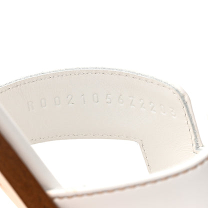 Hermes Box Calfskin Oran Sandals 37 White 8 of 9