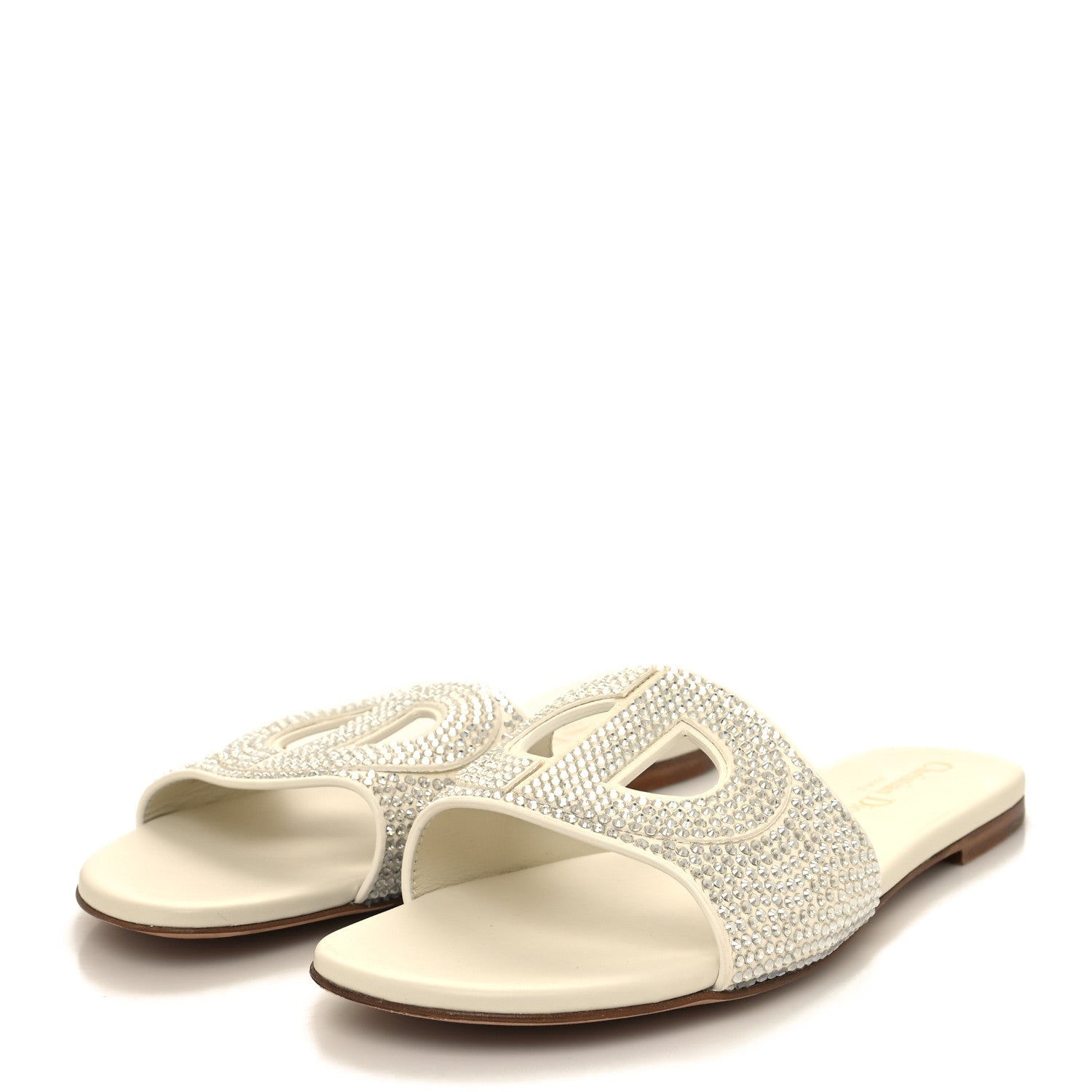 Christian Dior Crystal Calfskin D-Club Mule Sandal 39 White 3 of 9