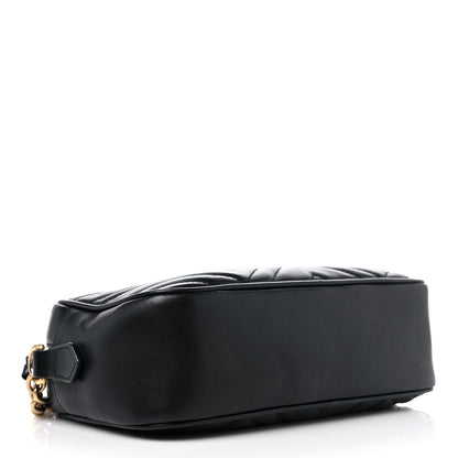 Gucci Calfskin Matelasse Small GG Marmont Chain Shoulder Bag Black 4 of 12