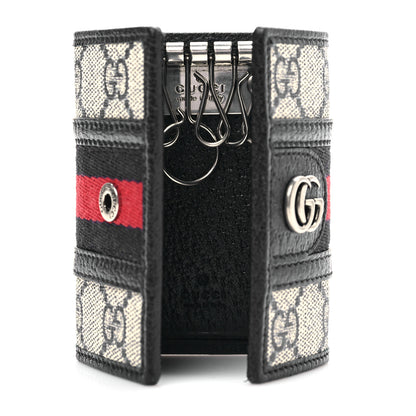 Gucci GG Supreme Monogram Web Ophidia 6 Key Holder Case Beige Blue 5 of 7