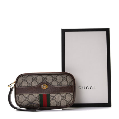 Gucci GG Supreme Monogram Ophidia Phone Case Wristlet Brown 10 of 10