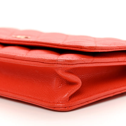 Chanel Caviar Quilted Wallet on Chain WOC Orange 10 of 12