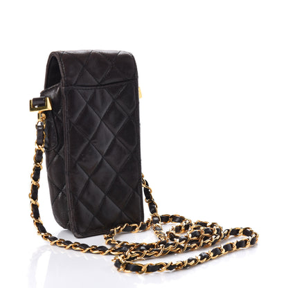 Chanel Lambskin Quilted Phone Holder Brown 3 of 9