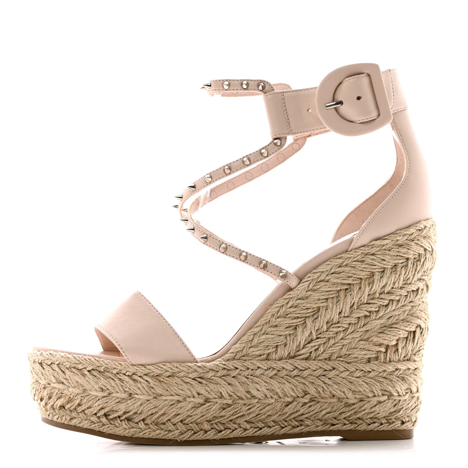 Christian Louboutin Calfskin Chocazeppa Spikes 120 Platform Wedge Sandals 39 Leche 1 of 10