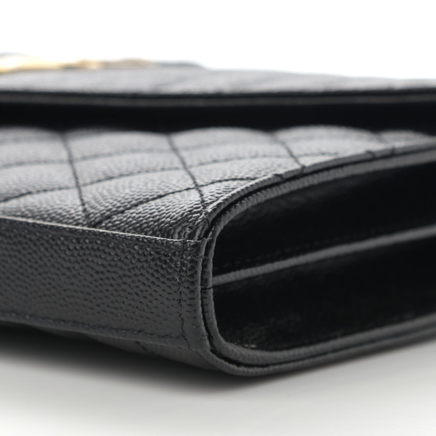 Grain De Poudre Mixed Matelasse Triquilt Monogram Chain Wallet Black