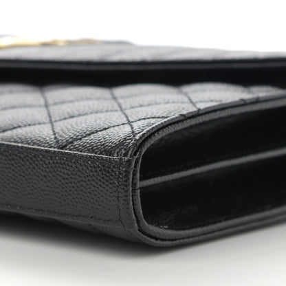 Saint Laurent Grain De Poudre Mixed Matelasse Triquilt Monogram Chain Wallet Black 10 of 11