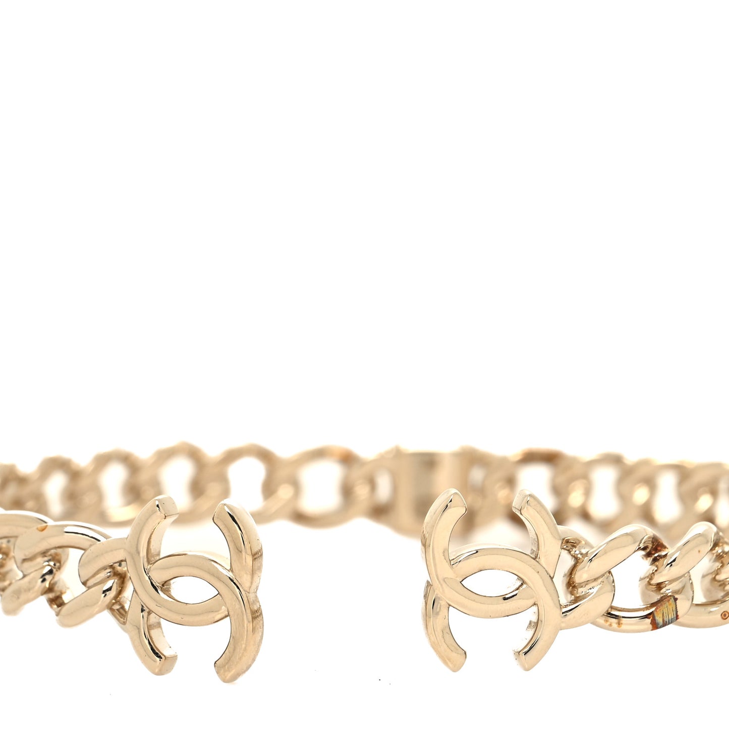 Metal CC Chain Link Choker Necklace M Gold