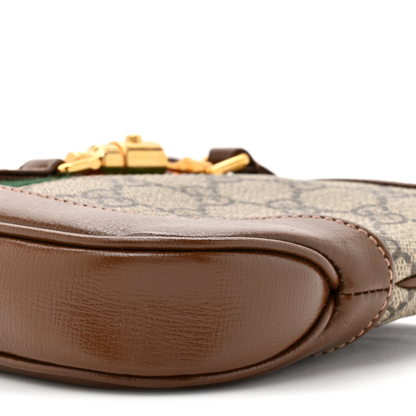 GG Supreme Monogram Azalea Calfskin Web Mini Jackie 1961 Hobo Beige Ebony Brown Sugar
