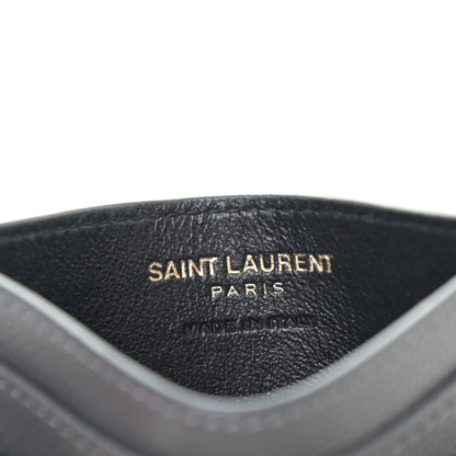 Saint Laurent Grain De Poudre Matelasse Chevron Monogram Credit Card Case Storm 6 of 7