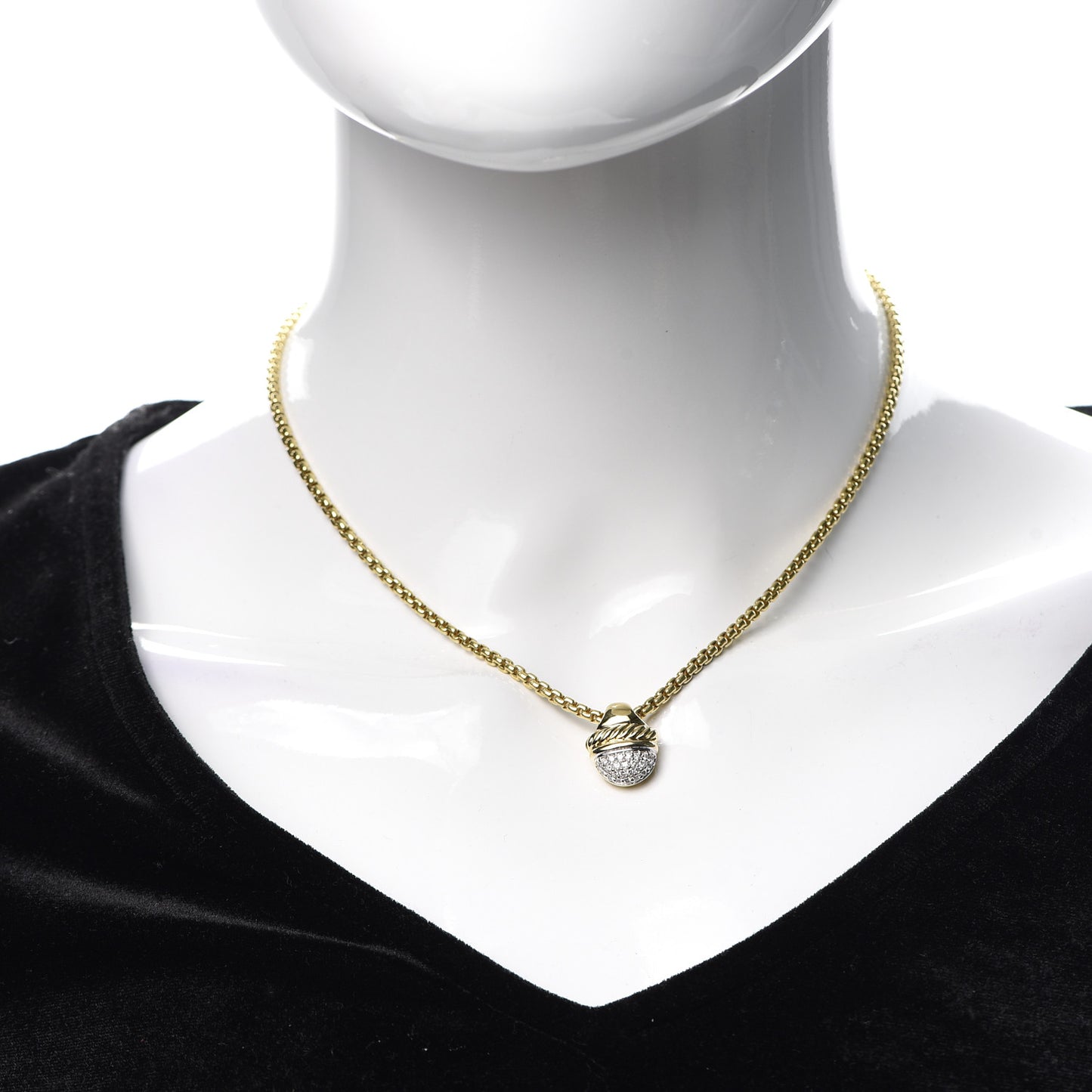 18K Yellow Gold Diamond Acorn Necklace