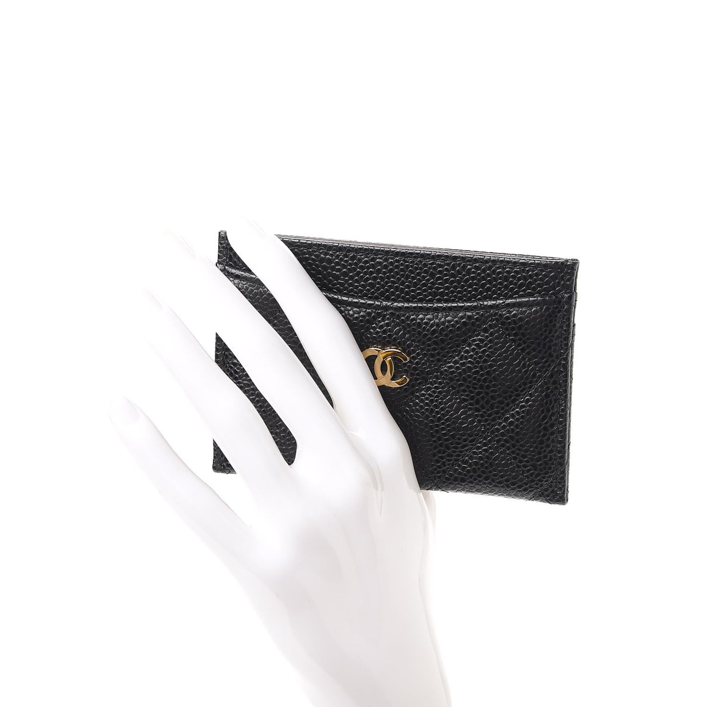 Caviar Quilted Card Holder Black