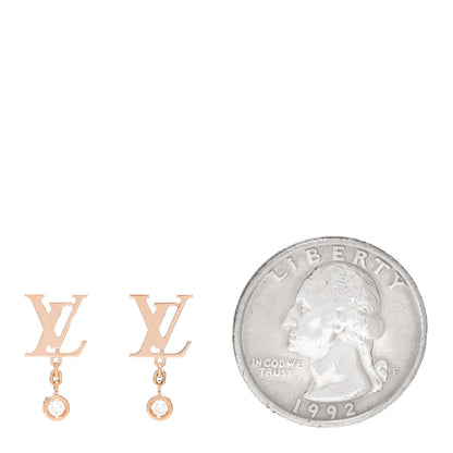 Louis Vuitton 18K Pink Gold Diamond Idylle Blossom LV Stud Earrings 2 of 5