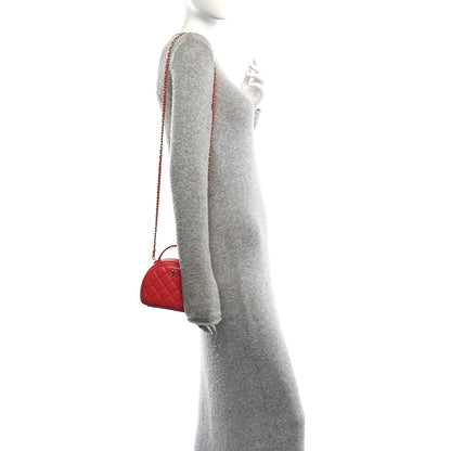 Chanel Lambskin Quilted Small Chic Riviera Top Handle Vanity Case Red 2 of 10
