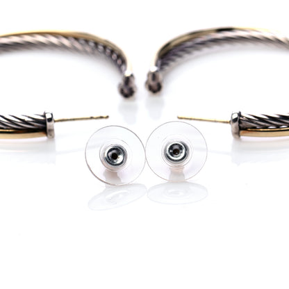 David Yurman Sterling Silver 18K Yellow Gold 44mm Extra Large Crossover Cable Hoop Earrings 5 of 7