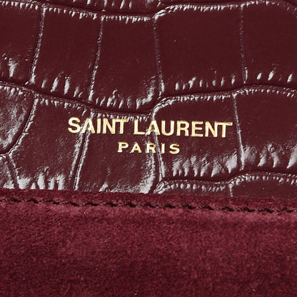 Saint Laurent Calfskin Crocodile Embossed Medium Bellechasse Satchel Rouge Legion 6 of 7