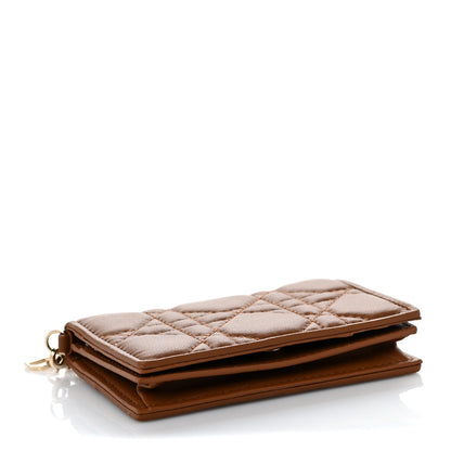Christian Dior Calfskin Cannage Small Lady Dior Flap Card Holder Golden Saddle 4 of 10