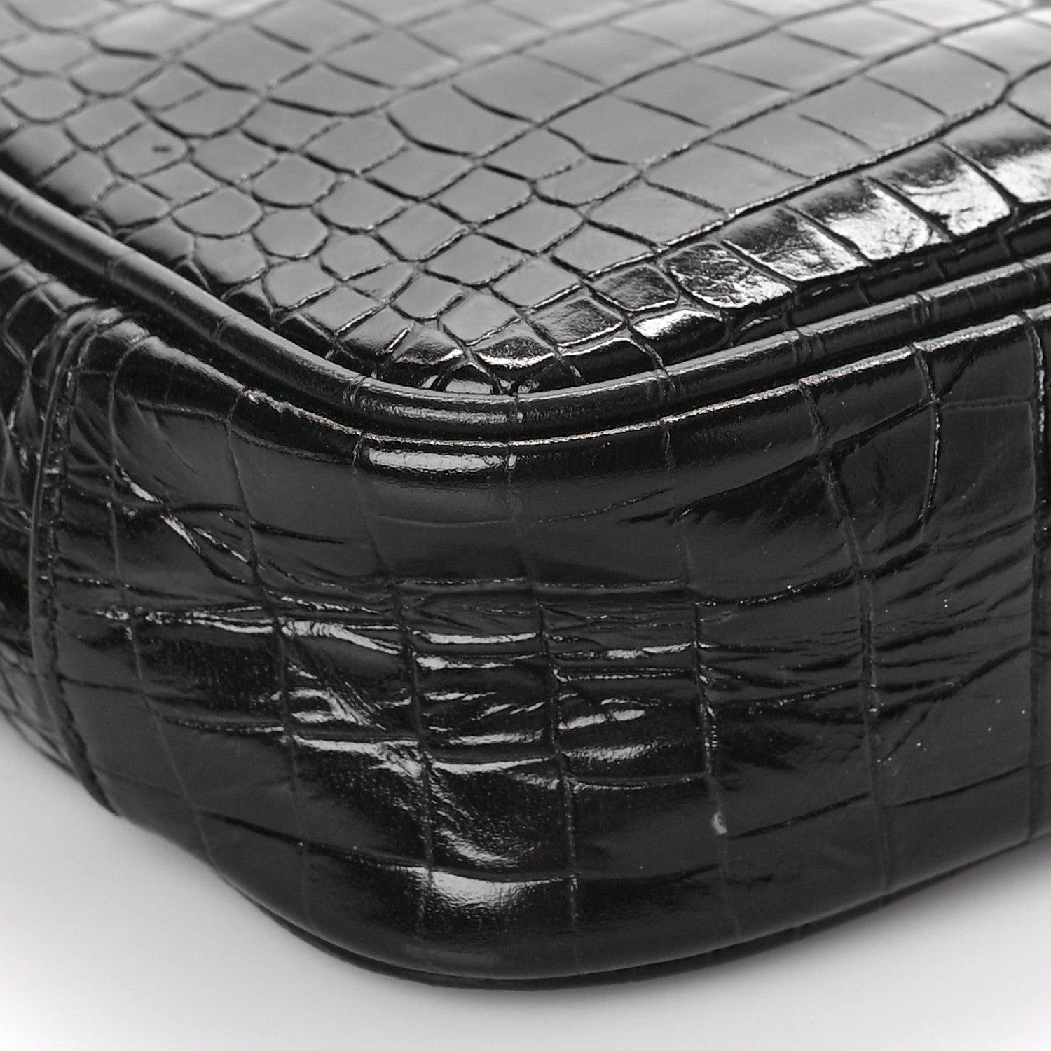 Saint Laurent Calfskin Crocodile Embossed Monogram Mini Lou Camera Bag Black 8 of 9