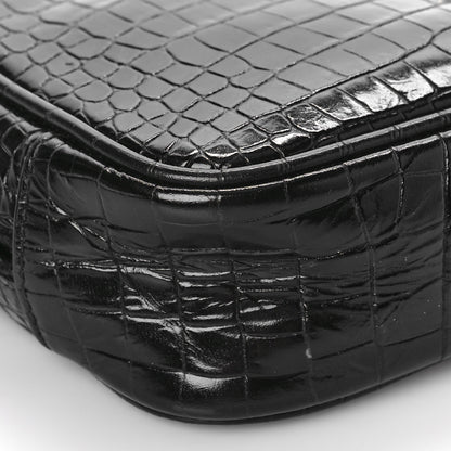 Saint Laurent Calfskin Crocodile Embossed Monogram Mini Lou Camera Bag Black 8 of 9