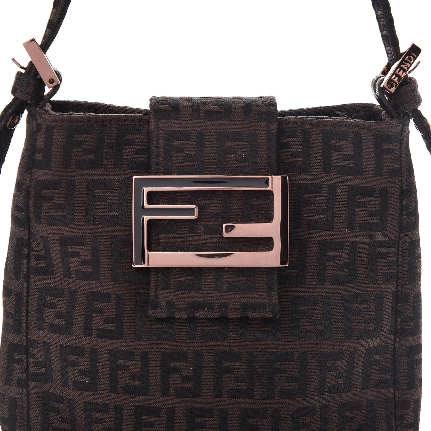Fendi Zucchino Mini Shoulder Bag Dark Brown 7 of 9