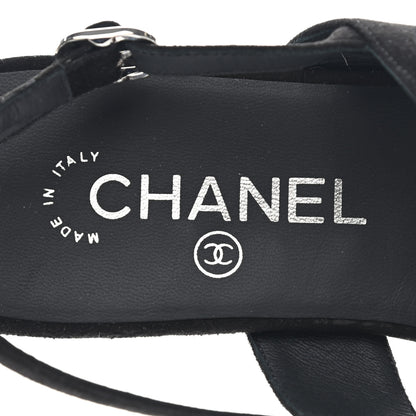 Chanel Suede CC Thong Sandals 38 Black 7 of 9