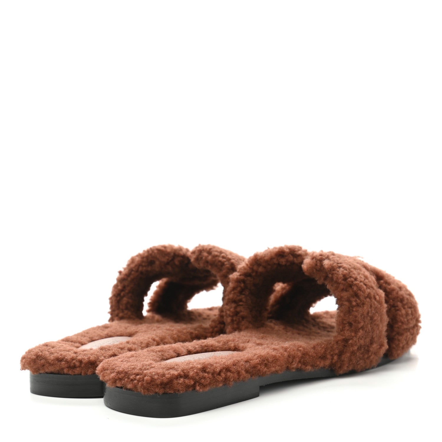 Hermes Woolskin Oran Sandals 39 Cognac 4 of 9