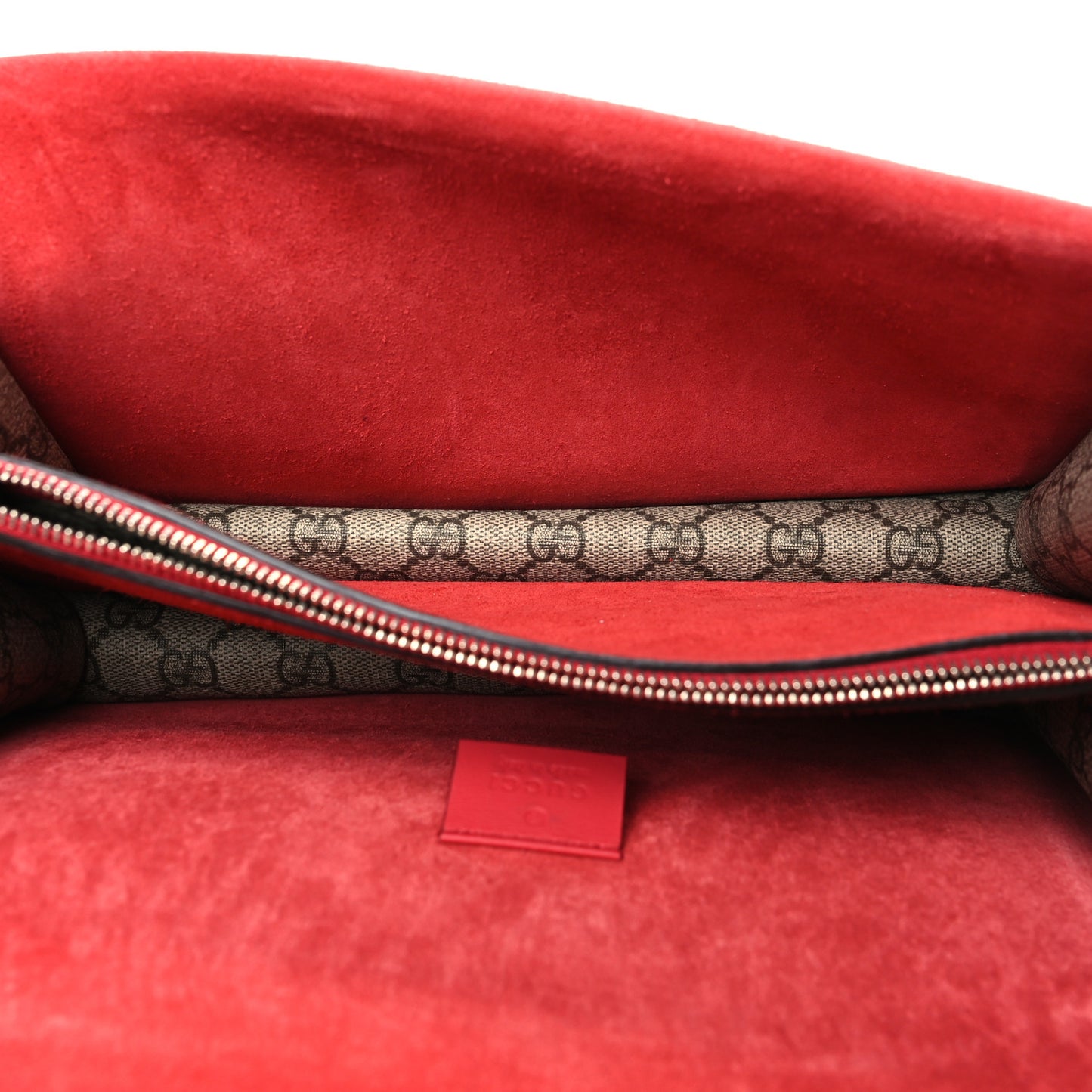 GG Supreme Monogram Suede Small Dionysus Shoulder Bag Beige Ebony Vulcanic Red