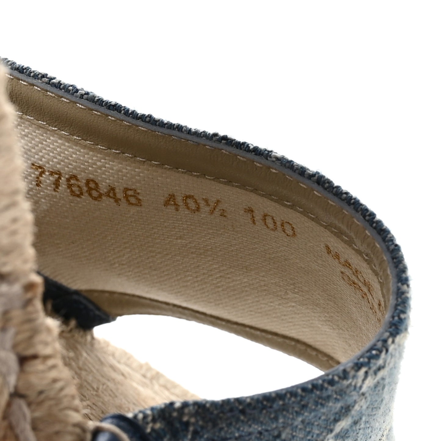 New Denim GG Monogram Pilar Ankle Wrap Espadrille Wedge Sandals 40.5 Light Blue