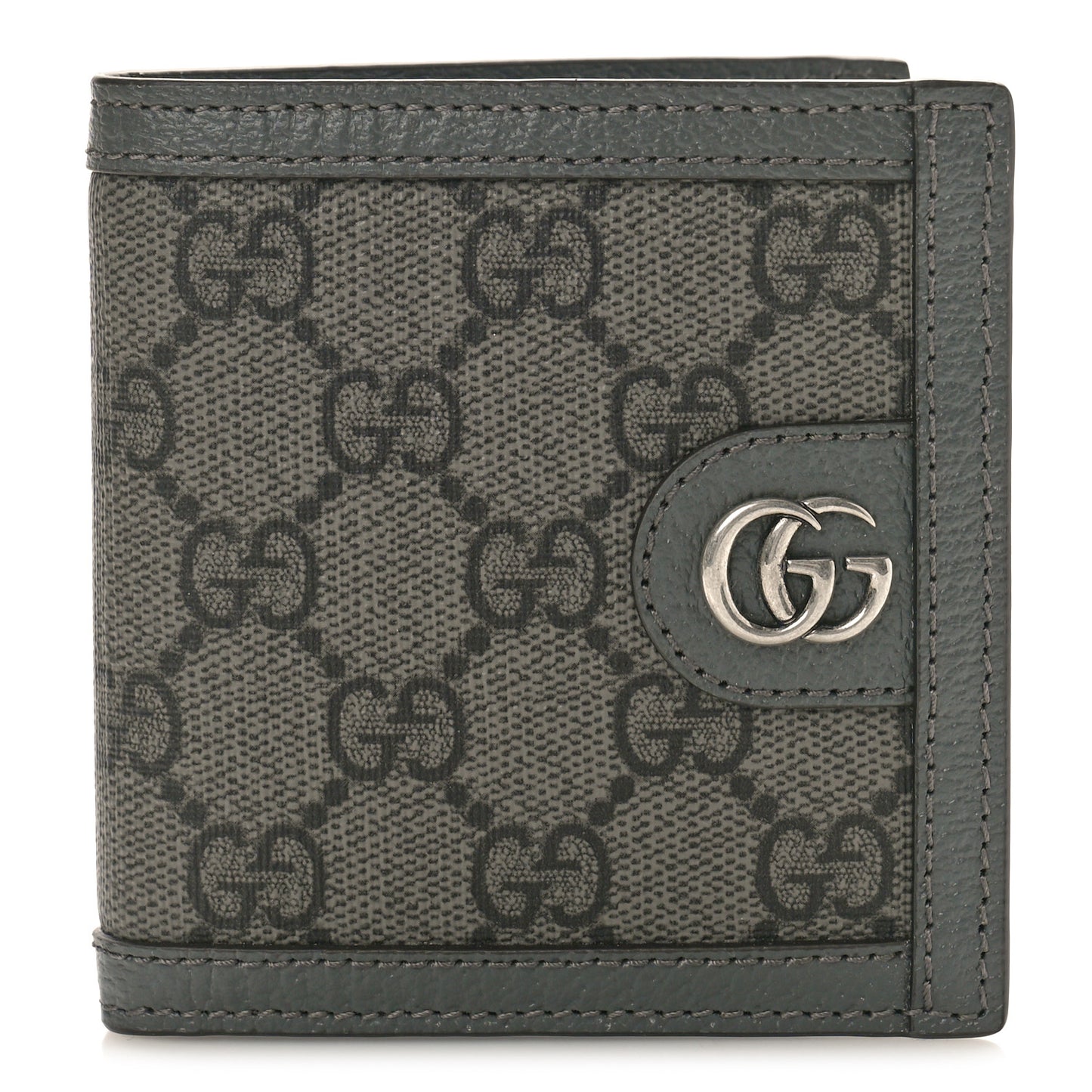 GG Supreme Monogram Calfskin Ophidia Bi-Fold Wallet Grey