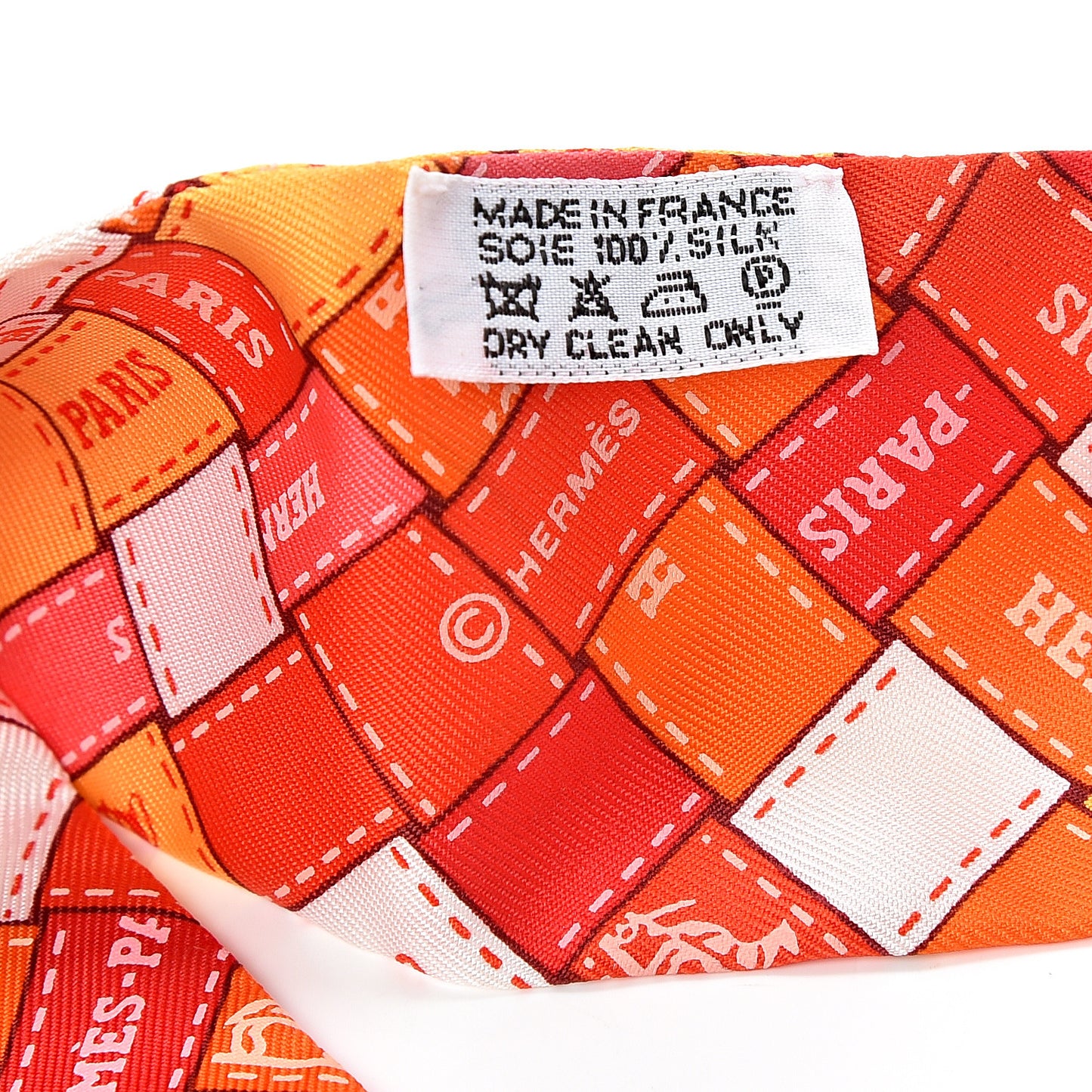 Silk Bolduc Au Carre Twilly Orange White Vieux