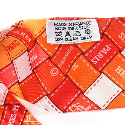 Hermes Silk Bolduc Au Carre Twilly Orange White Vieux 2 of 3