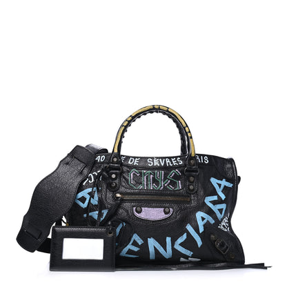 Balenciaga Agneau Graffiti All Over Classic Hardware S City Black Multicolor 1 of 4