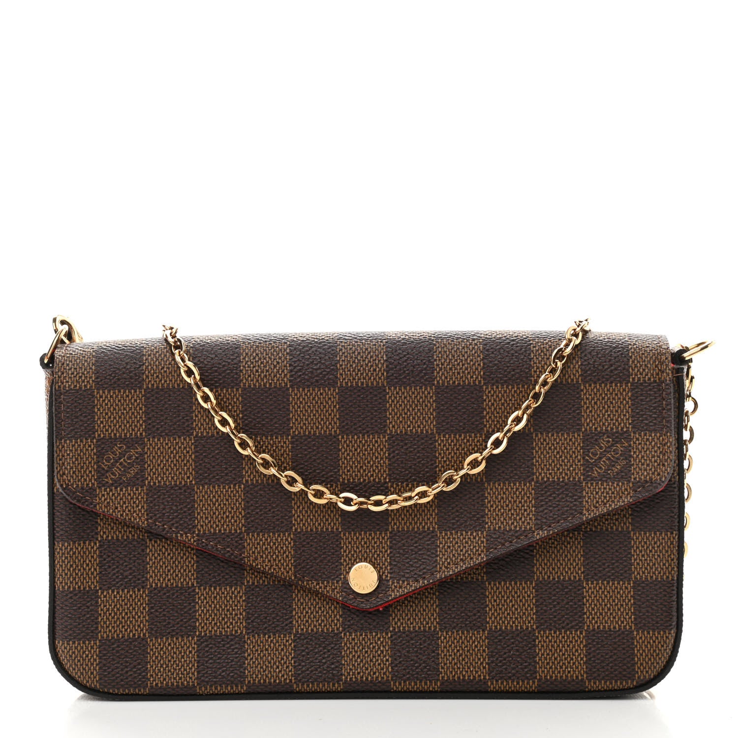 Louis Vuitton Damier Ebene Pochette Felicie Chain Wallet 3 of 10