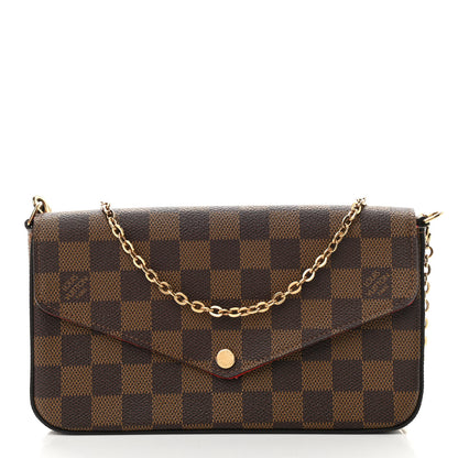 Louis Vuitton Damier Ebene Pochette Felicie Chain Wallet 3 of 10