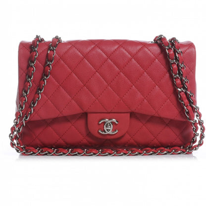 Chanel Washed Caviar Jumbo Single Flap Fuchsia 1 of 9