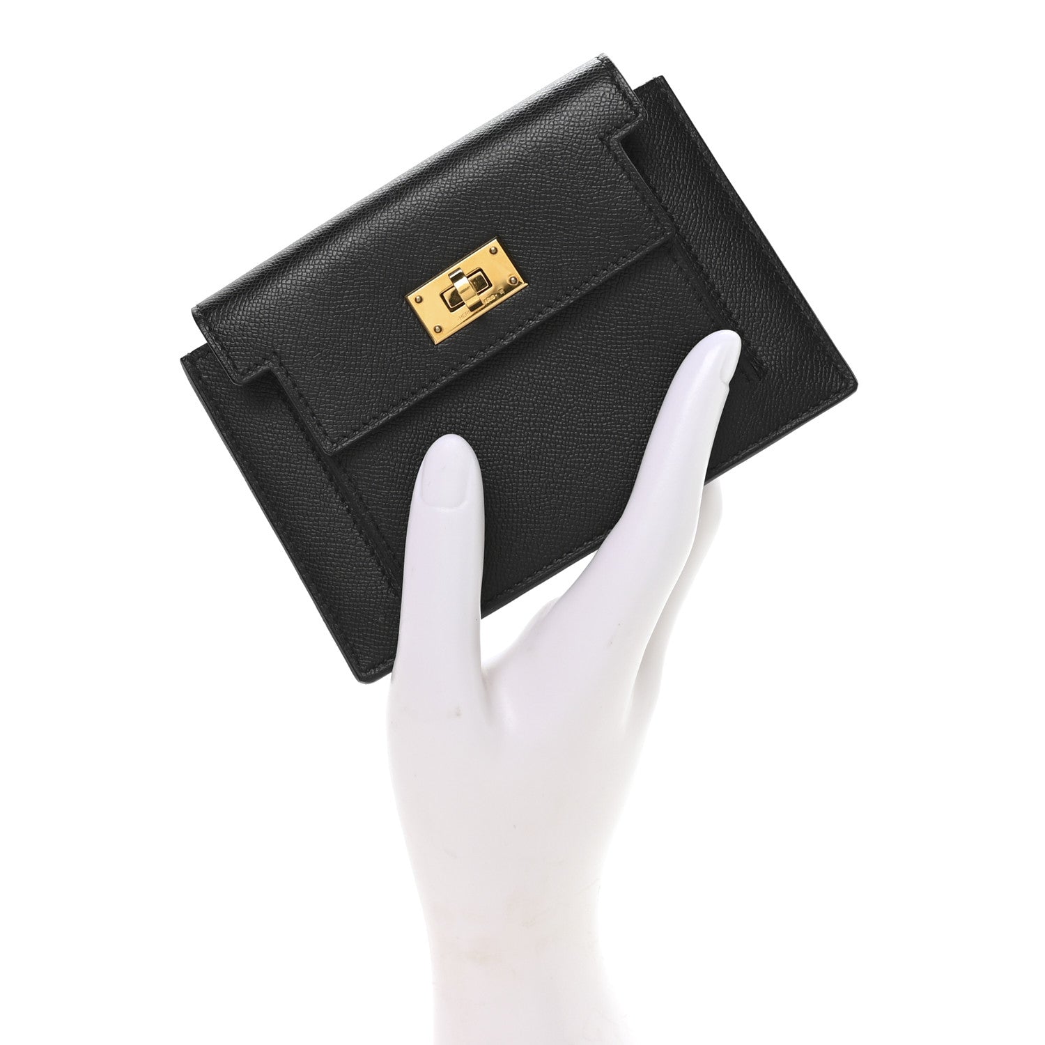Hermes Epsom Kelly Pocket Compact Wallet Black 2 of 8