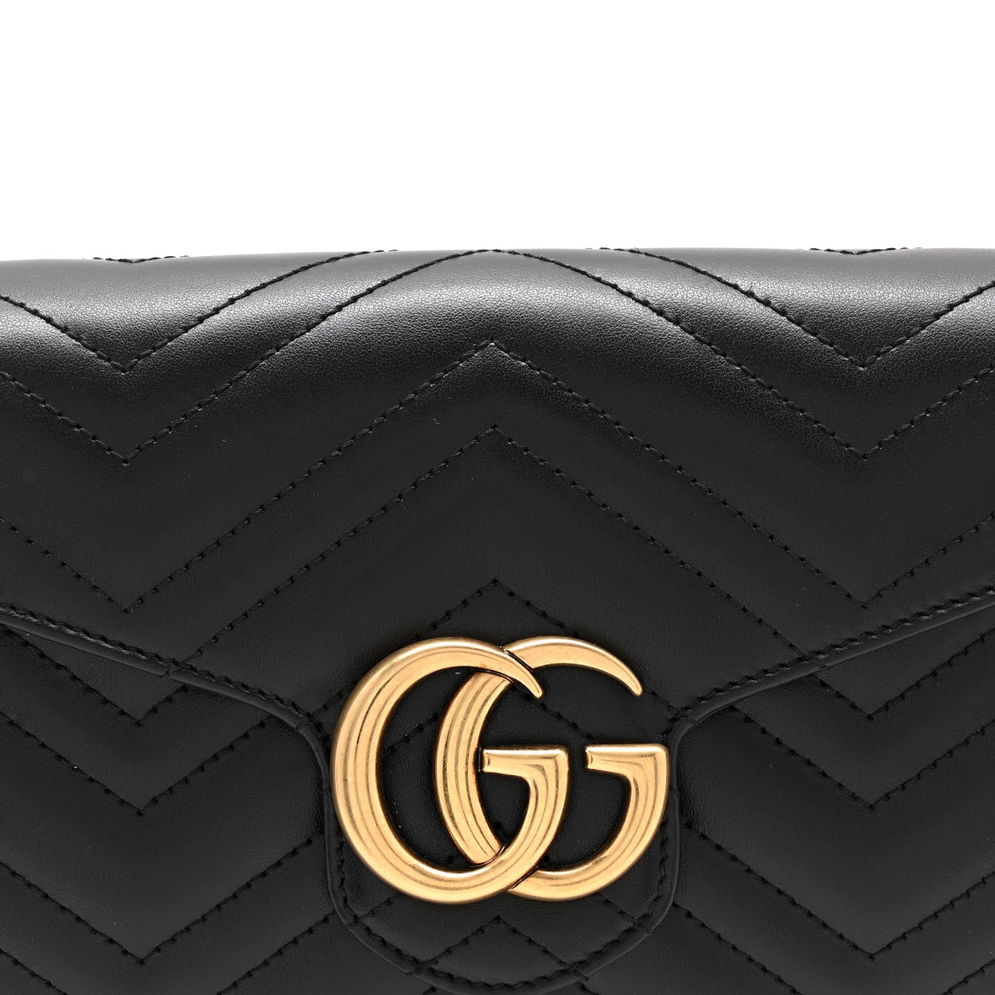 Calfskin Matelasse GG Marmont Chain Wallet Black