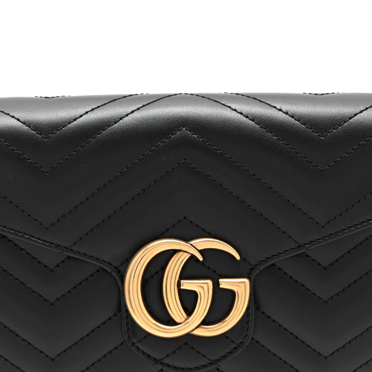 Gucci Calfskin Matelasse GG Marmont Chain Wallet Black 8 of 11