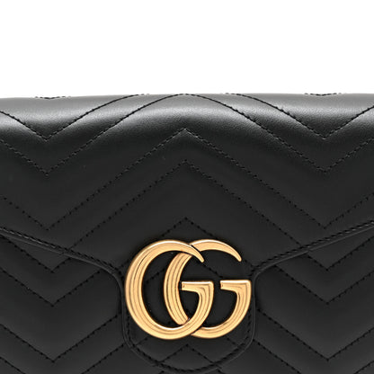 Gucci Calfskin Matelasse GG Marmont Chain Wallet Black 8 of 11