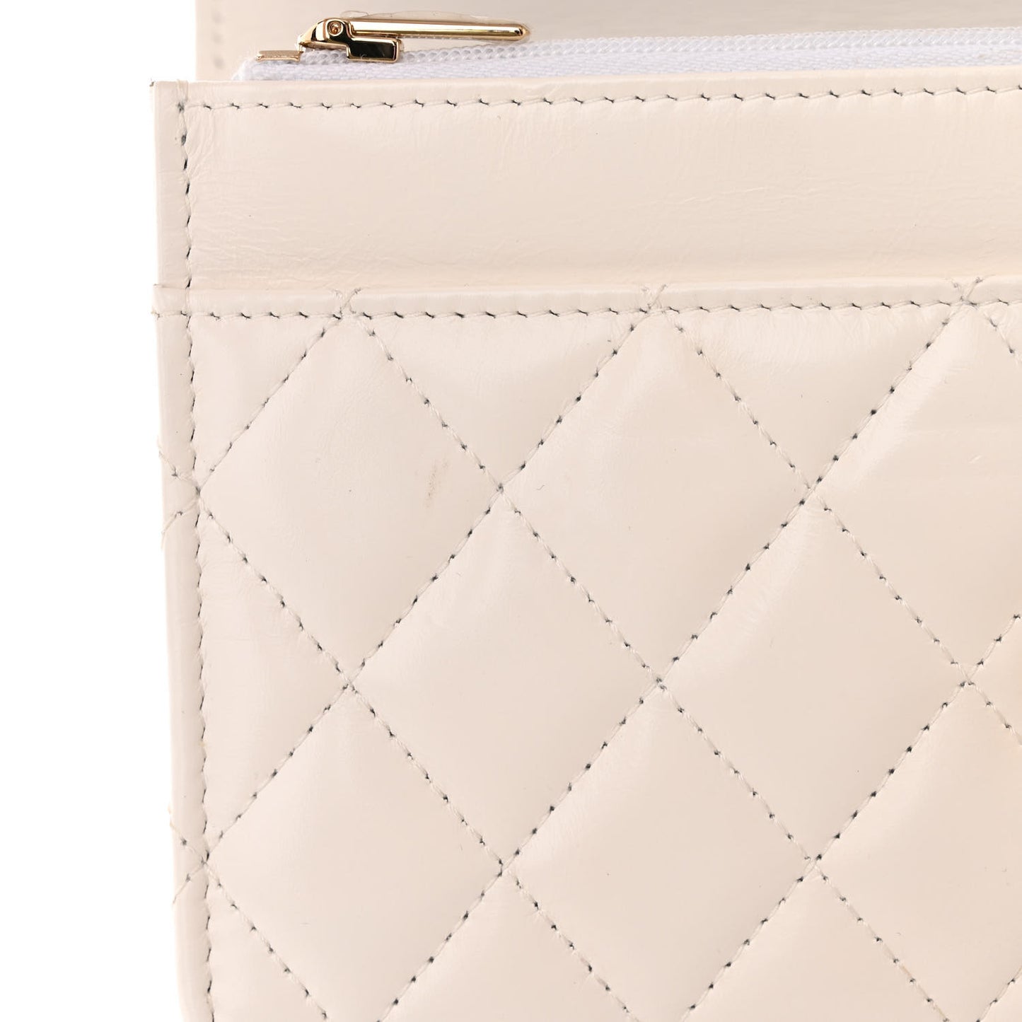 Shiny Calfskin Quilted Multicolor Top Handle Wallet On Chain WOC White