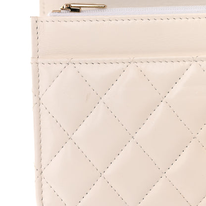 Chanel Shiny Calfskin Quilted Multicolor Top Handle Wallet On Chain WOC White 13 of 14