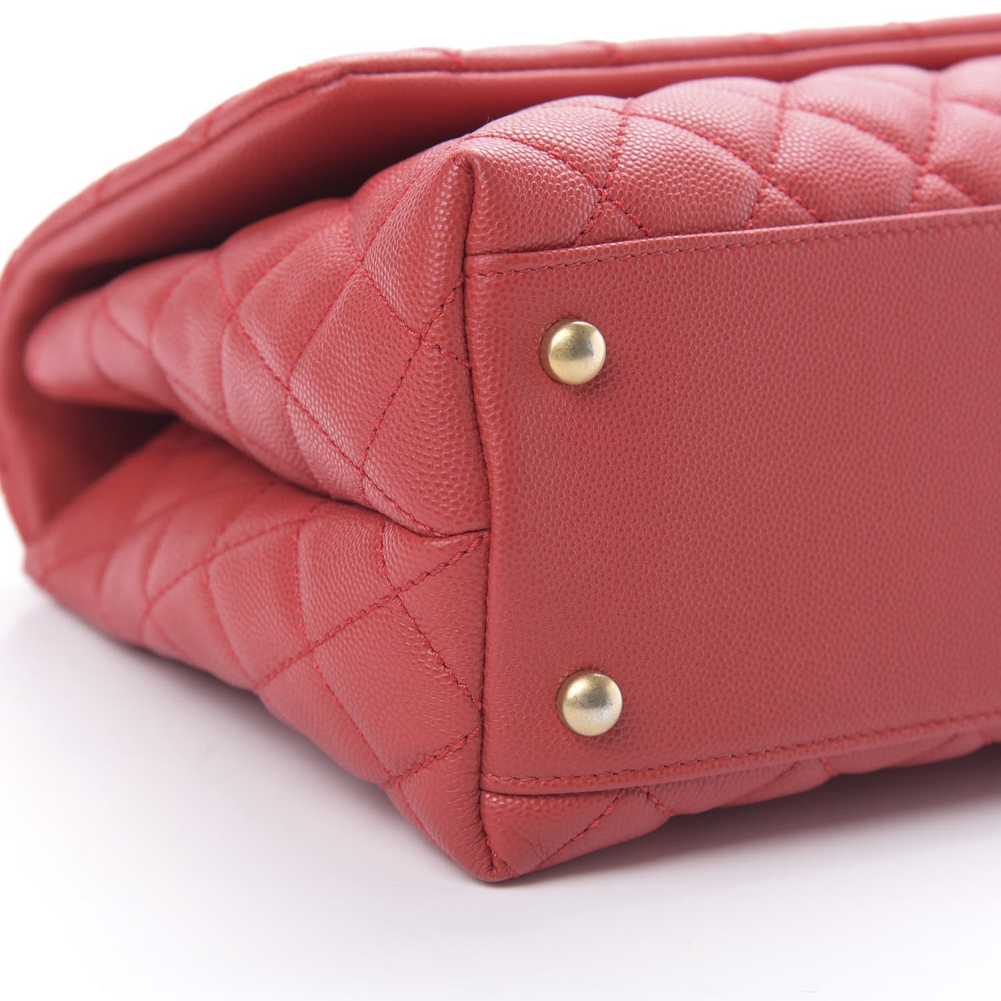 Caviar Quilted Small Coco Handle Flap Red