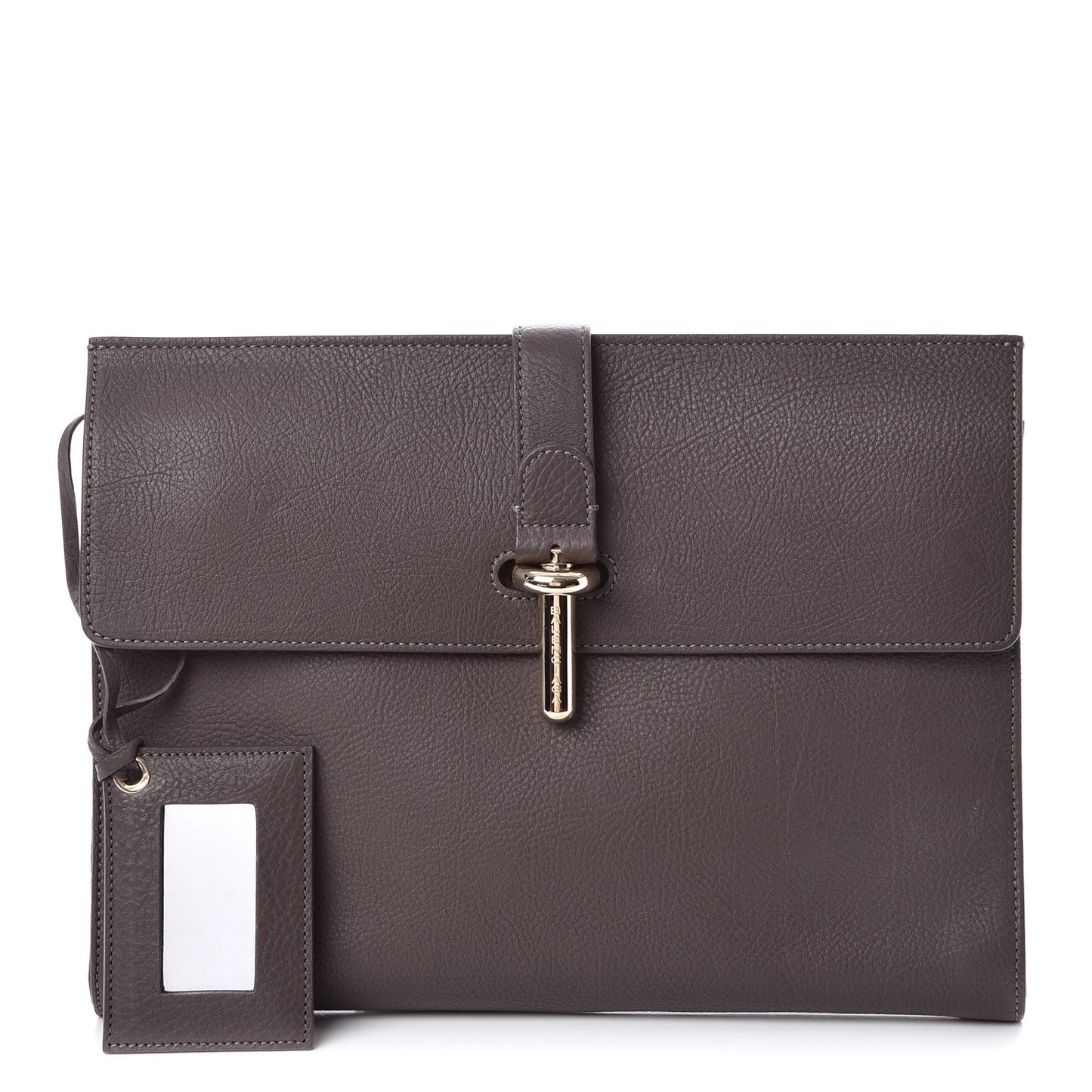 Grained Calfskin Tube L Clutch Grey