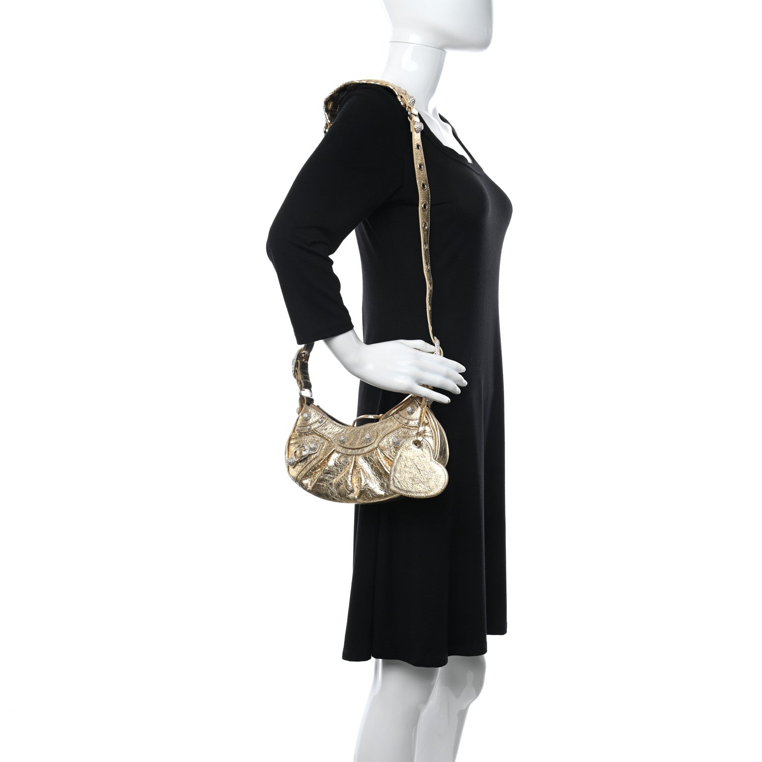 Balenciaga Metallic Agneau Arena Crystal Le Cagole Shoulder Bag XS Light Gold 2 of 11