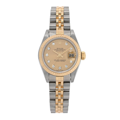 Rolex Stainless Steel 18K Yellow Gold Diamond 26mm Oyster Perpetual Datejust Watch Champagne 69173 1 of 4