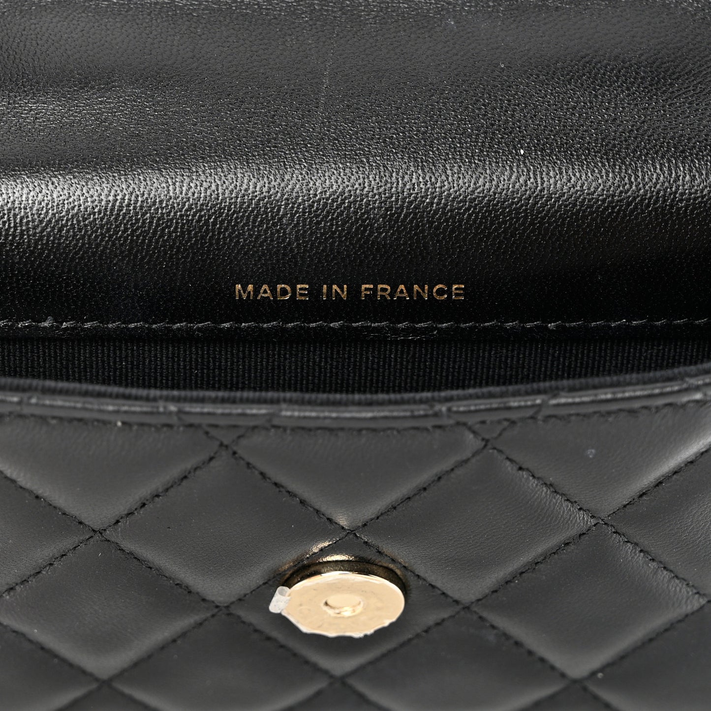 Lambskin Quilted Top Handle Flap Coin Purse With Chain Black