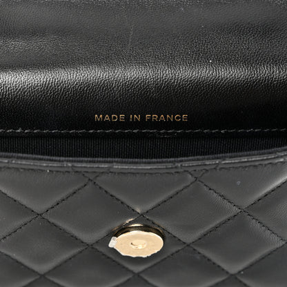 Chanel Lambskin Quilted Top Handle Flap Coin Purse With Chain Black 7 of 11